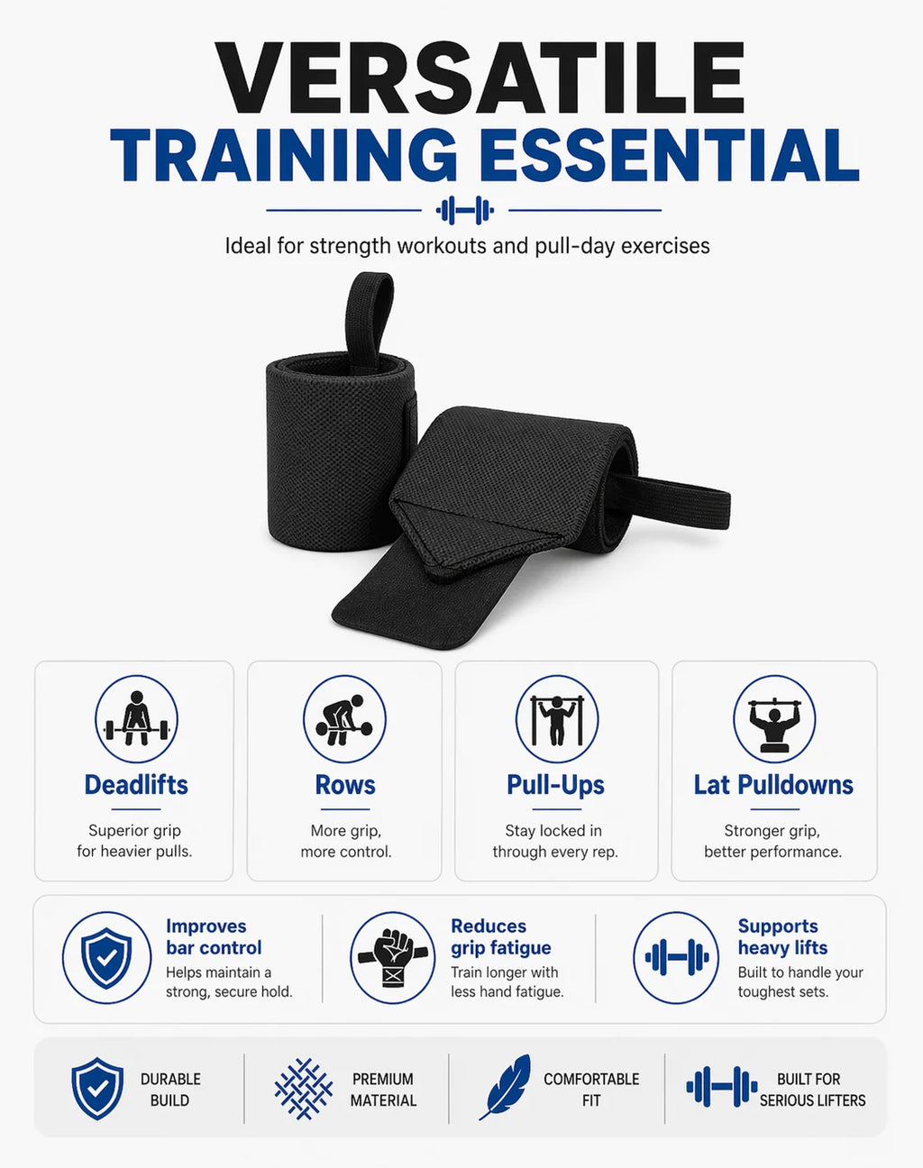 Weightlifting Wrist Wraps & Thumb Strap – Universal Fit