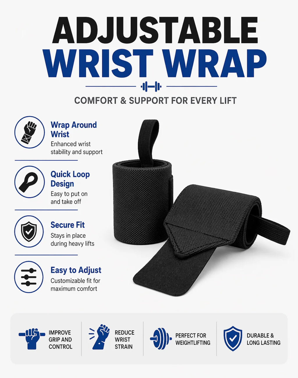 Weightlifting Wrist Wraps & Thumb Strap – Universal Fit