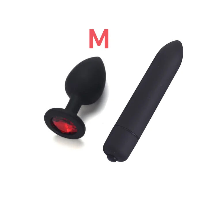 Silicone Anal Plug & Bullet Vibrator Set