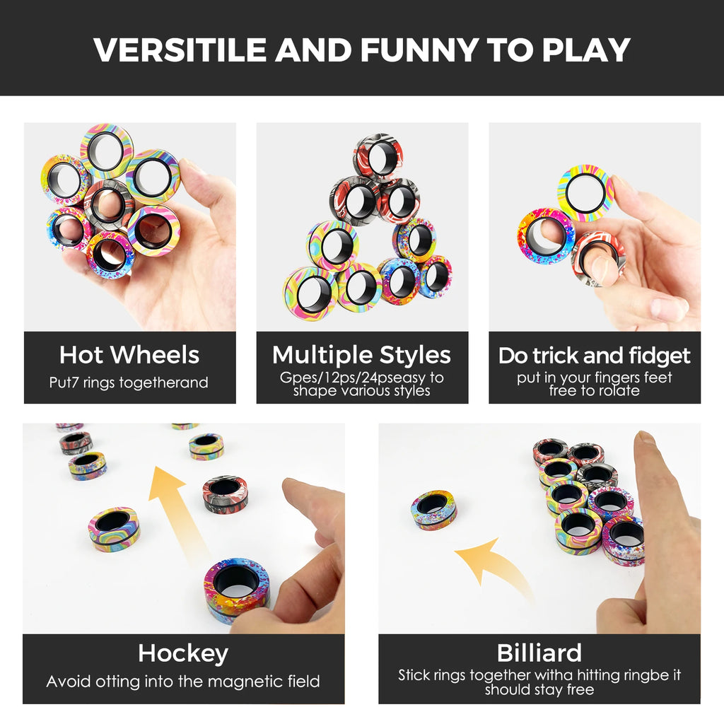 9Pcs Fingers Magnetic Ring Fidget Spinner