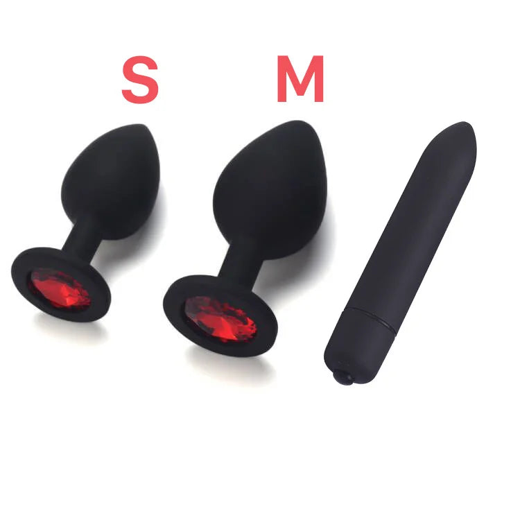 Silicone Anal Plug & Bullet Vibrator Set