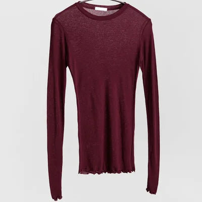 Women's Cotton Long Sleeve Sheer Basic Tee