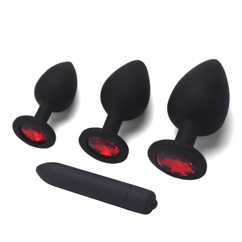Silicone Anal Plug & Bullet Vibrator Set