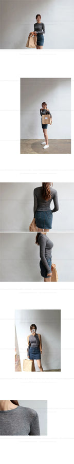 Women's Cotton Long Sleeve Sheer Basic Tee