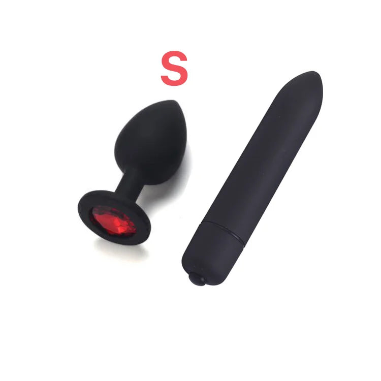 Silicone Anal Plug & Bullet Vibrator Set