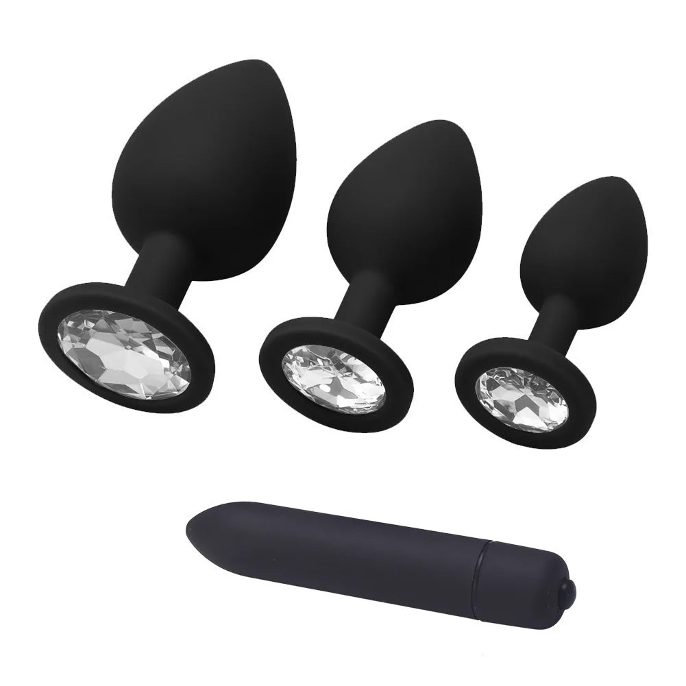 Silicone Anal Plug & Bullet Vibrator Set