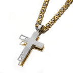 Men's Byzantine Chain Necklace with Cross Pendant