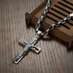 Men's Byzantine Chain Necklace with Cross Pendant