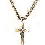 Men's Byzantine Chain Necklace with Cross Pendant