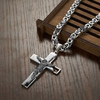 Men's Byzantine Chain Necklace with Cross Pendant