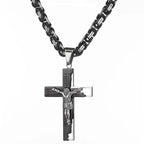 Men's Byzantine Chain Necklace with Cross Pendant