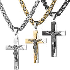 Men's Byzantine Chain Necklace with Cross Pendant