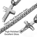 Men's Byzantine Chain Necklace with Cross Pendant