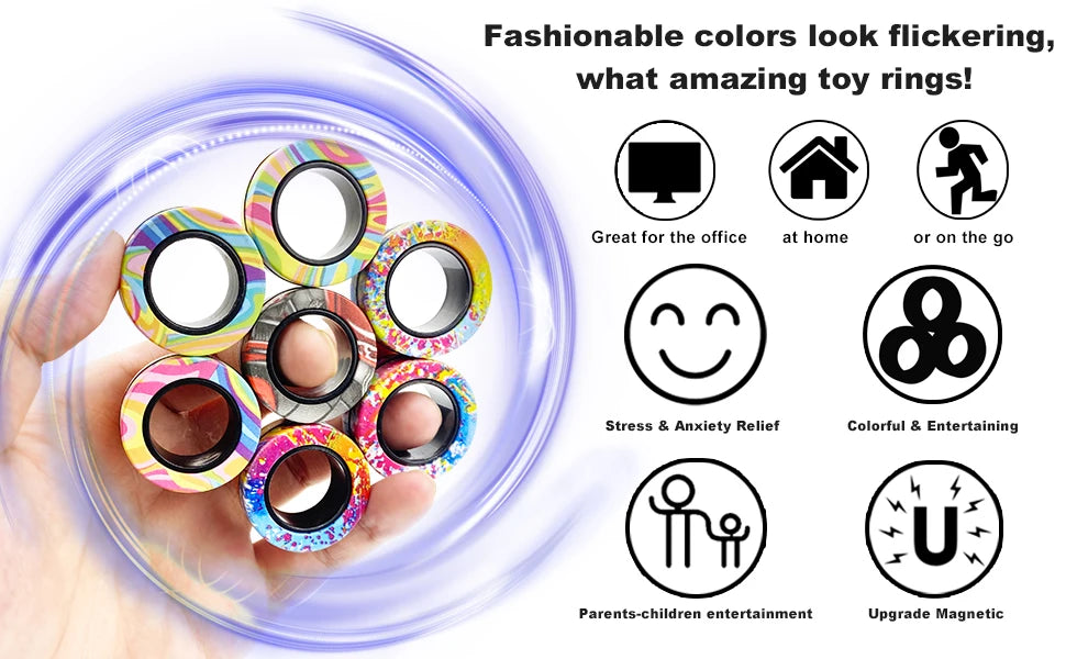 9Pcs Fingers Magnetic Ring Fidget Spinner