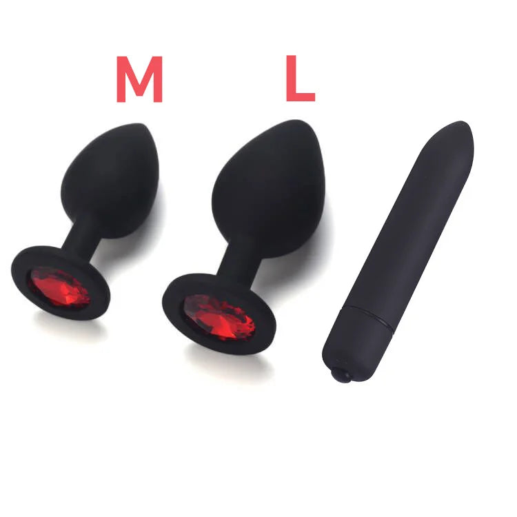 Silicone Anal Plug & Bullet Vibrator Set
