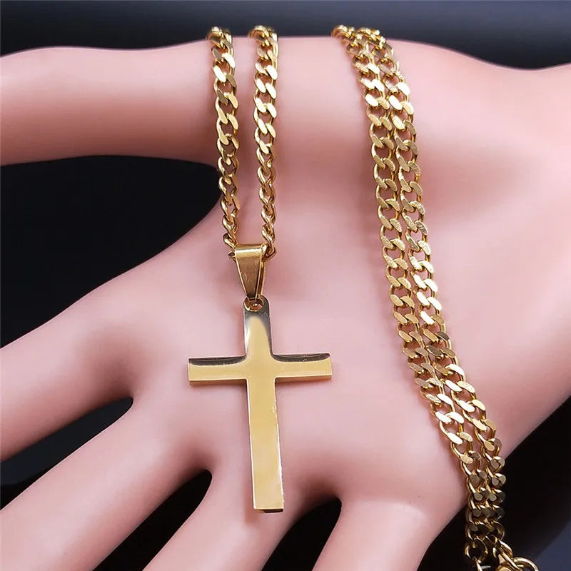 Hip Hop Stainless Steel Cross Chain Necklace