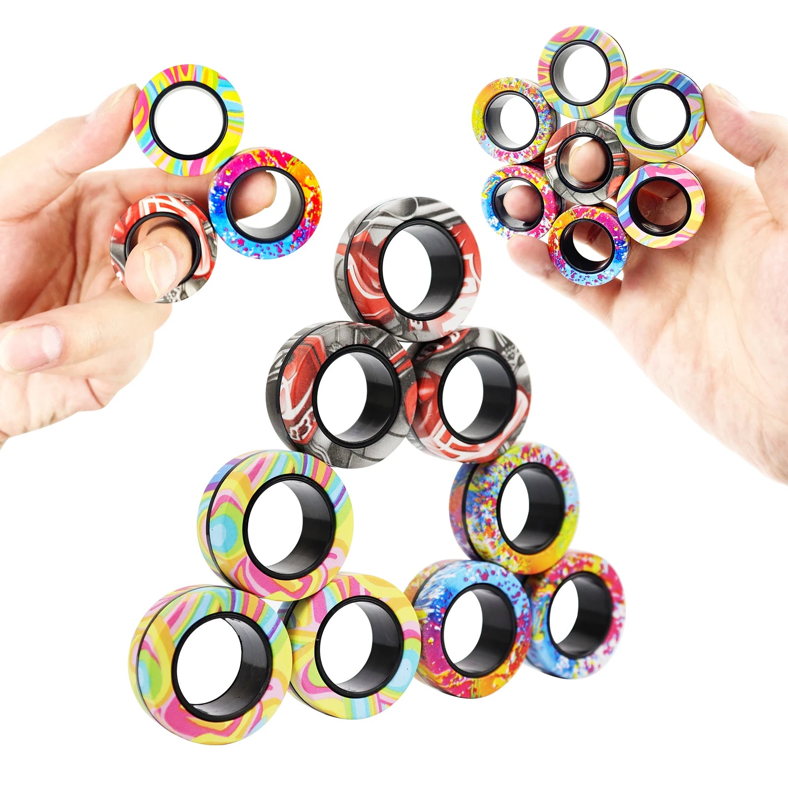 9Pcs Fingers Magnetic Ring Fidget Spinner