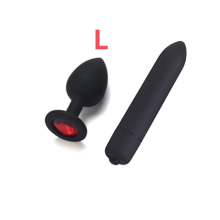 Silicone Anal Plug & Bullet Vibrator Set