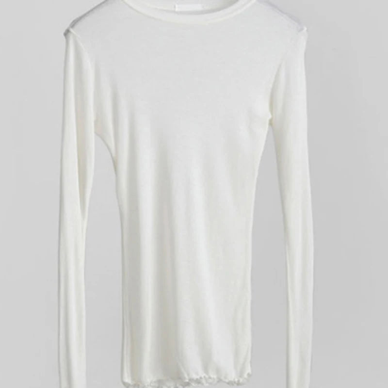 Women's Cotton Long Sleeve Sheer Basic Tee