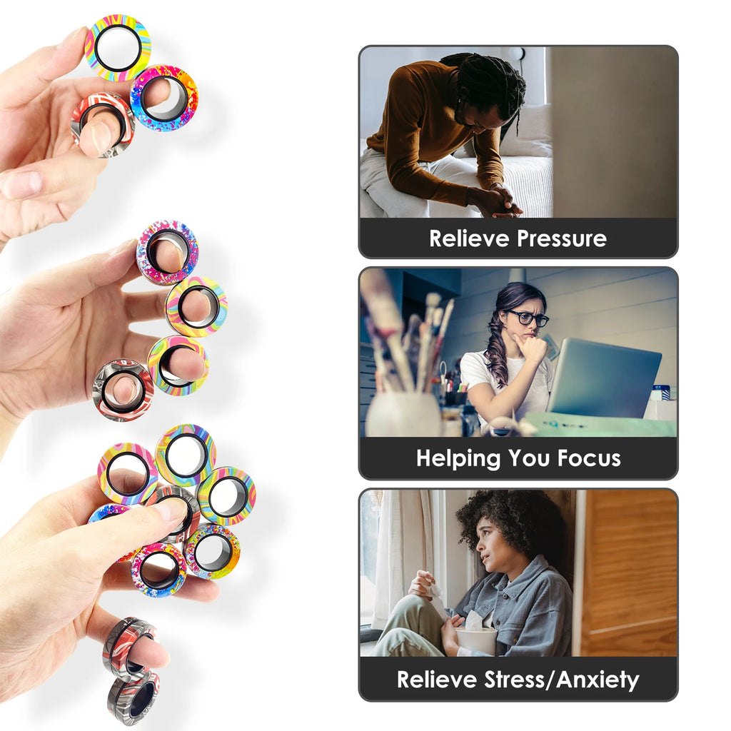 9Pcs Fingers Magnetic Ring Fidget Spinner