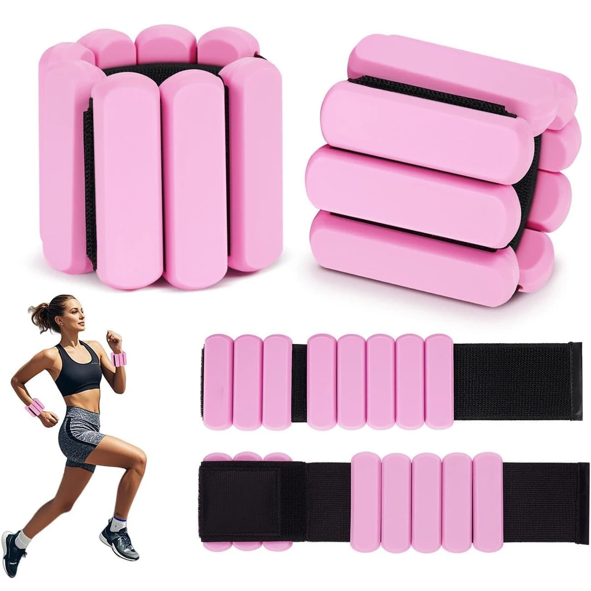 Adjustable Ankle & Wrist Weights (1lb) — Invisible Silicone Bands for Yoga, Pilates & Walking