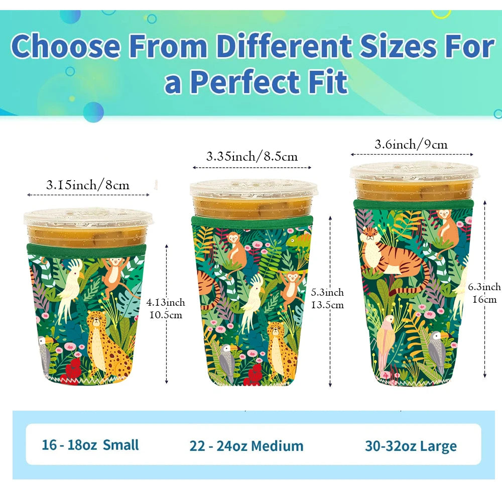Reusable Neoprene Iced Coffee Sleeve – Fits 16–32oz Cups | 8 Fun Patterns
