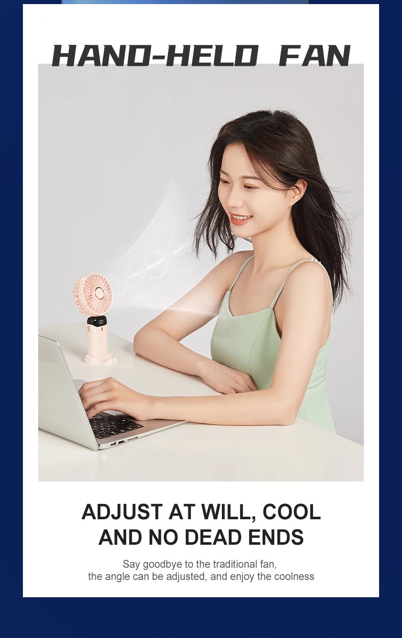 Portable Neck Fan with Phone Stand & LED Display