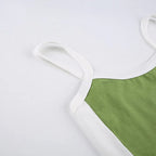 Women's Patchwork Knit Crop Cami Top – Sleeveless Backless Summer Tank