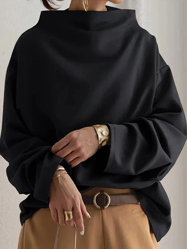 Women's Loose Turtleneck Long Sleeve Top