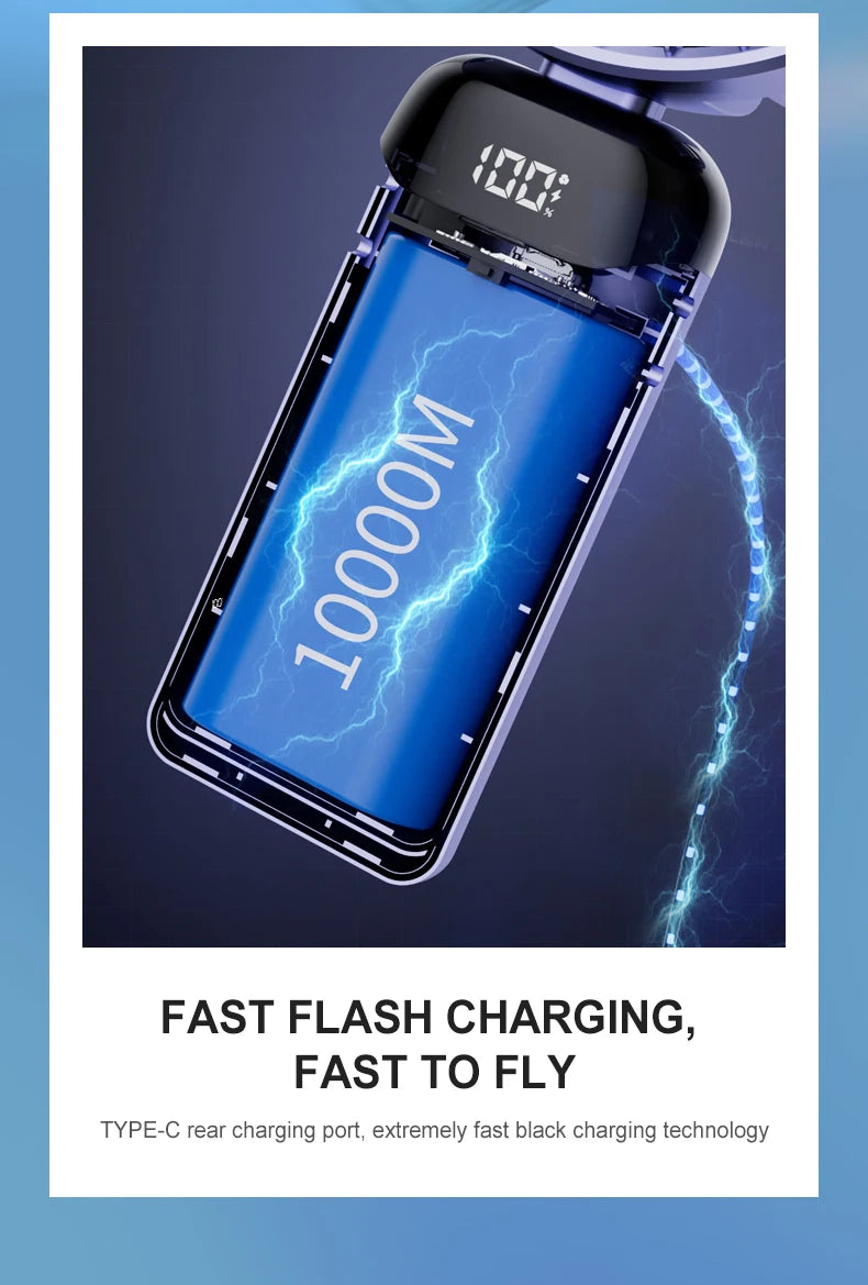 Portable Neck Fan with Phone Stand & LED Display