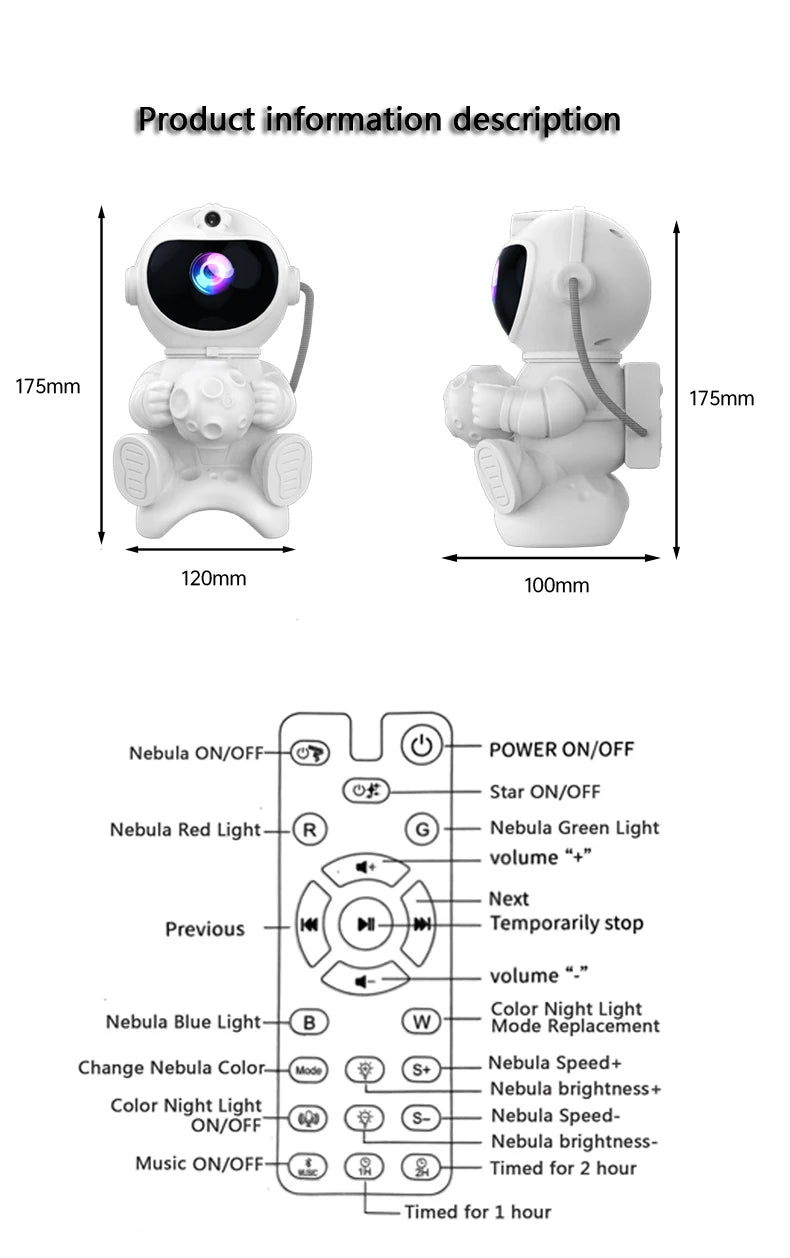 Astronaut Star Projector with Bluetooth Speaker