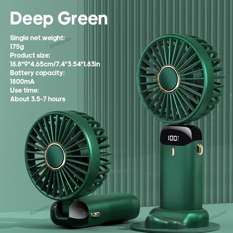 Portable Neck Fan with Phone Stand & LED Display