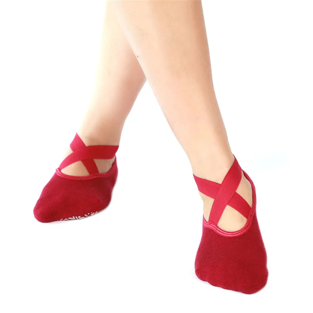 Women's Non-Slip Yoga & Pilates Grip Socks – Cotton Anti-Slip Barre Socks
