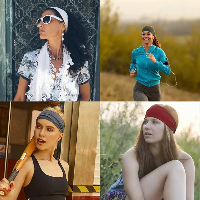 Women's Elastic Turban Headband — Solid Color Hair Wrap for Yoga, Makeup & Everyday Style | 22 Colors