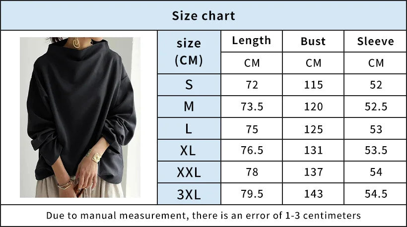 Women's Loose Turtleneck Long Sleeve Top