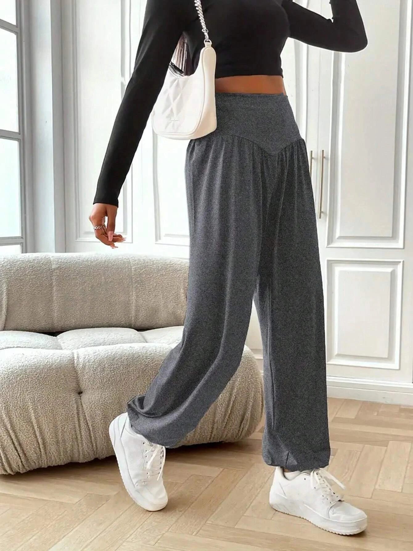 Women's Soft Yoga Pants – Elastic Waist, Loose Fit & All-Day Comfort