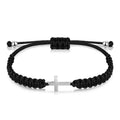 Simple Cross Black White Braided Rope Bracelets