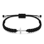 Simple Cross Black White Braided Rope Bracelets