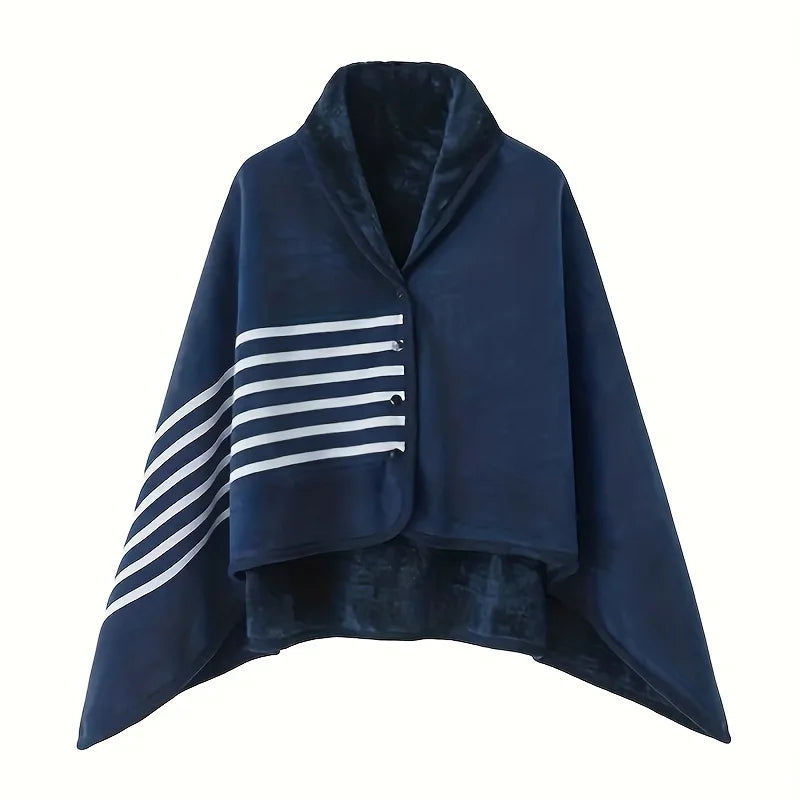 Wearable Flannel Shawl Blanket — Cozy Wrap for Home, Office & Travel