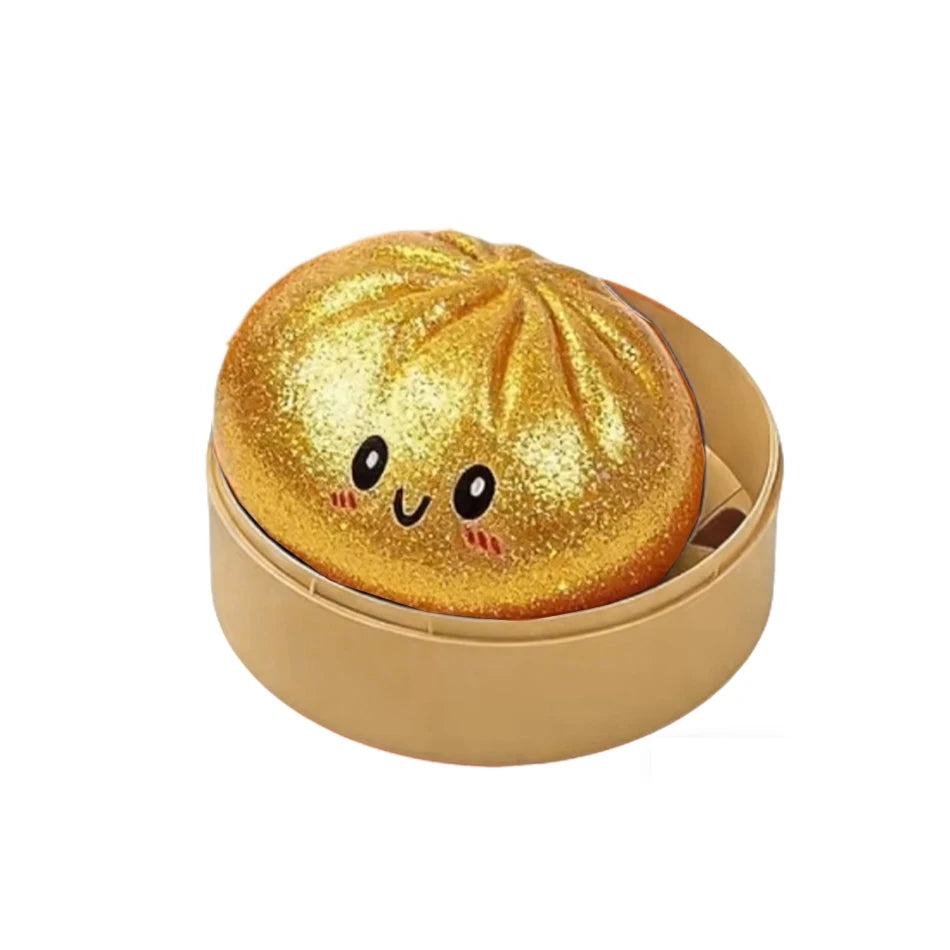 Giant Squishy Dumpling Stress Toy — Soft TPR with Bamboo Steamer