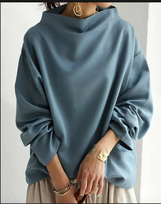 Women's Loose Turtleneck Long Sleeve Top