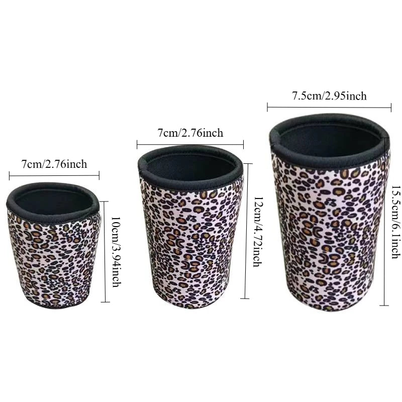 Leopard Print Cup Sleeve Set (3-Pack) – Insulated Neoprene Sleeve for Coffee Cups & Water Bottles