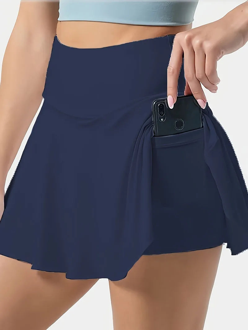 Women's High Waist Pleated Skirt with Inner Pocket