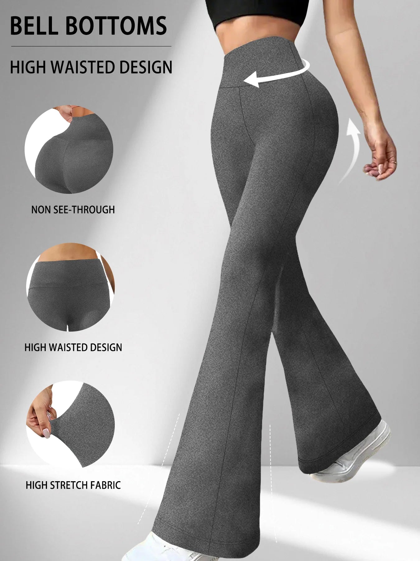 Women's High Waist Flare Leggings | Tummy Control Bell Bottom Yoga Pants