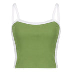 Women's Patchwork Knit Crop Cami Top – Sleeveless Backless Summer Tank