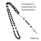 Vintage Cross Necklace Rosary Beads Chain