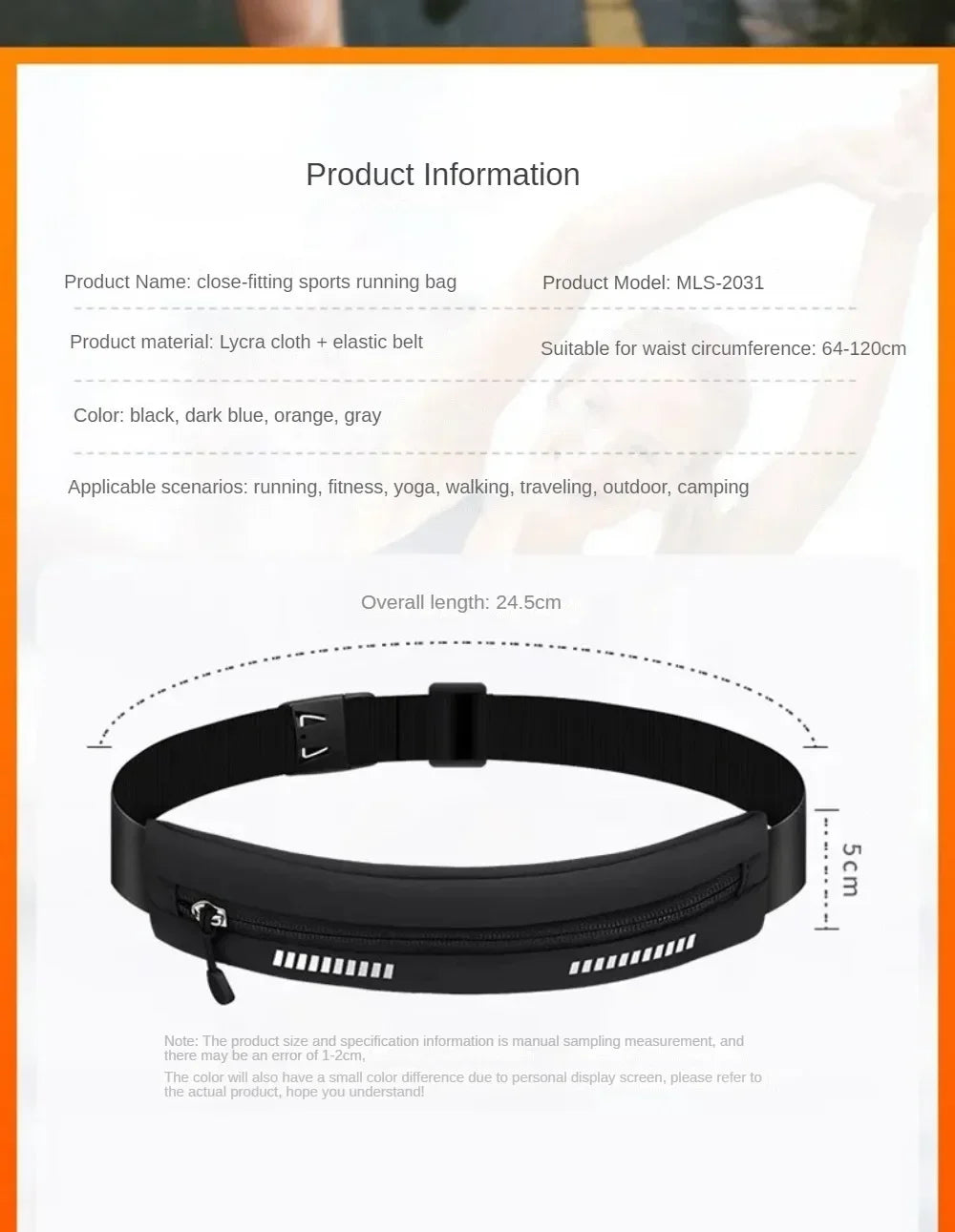 Running Belt with Phone Holder — Waterproof Sports Waist Pack with Reflective Strips