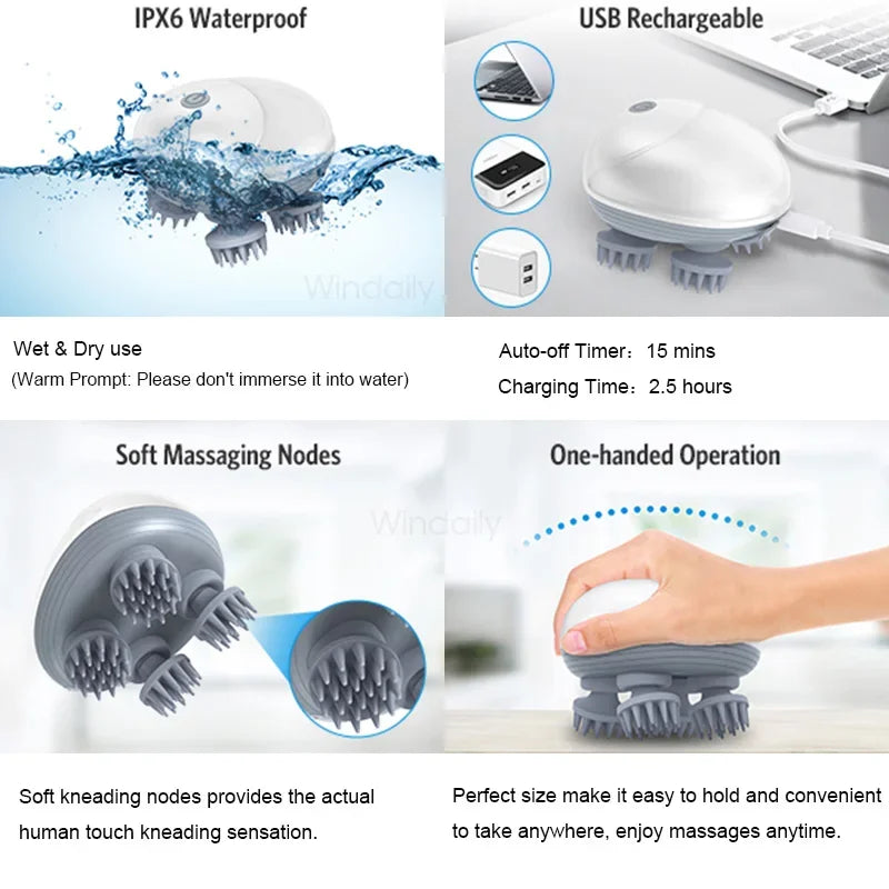 Electric Scalp & Body Massager – Deep Tissue Kneading