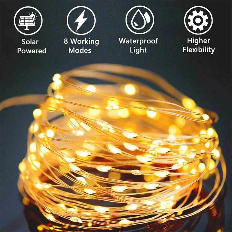 LED Solar String Fairy Lights Outdoor