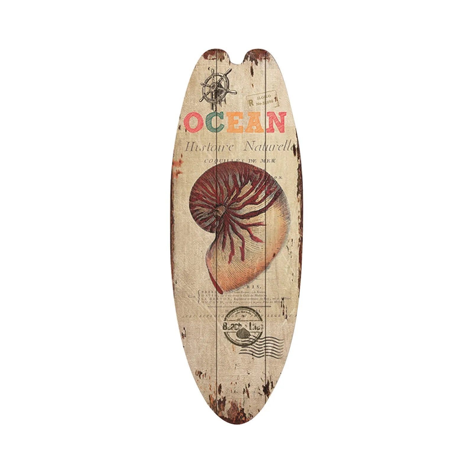 Vintage Wooden Surfboard Wall Sign — Coastal Beach Décor